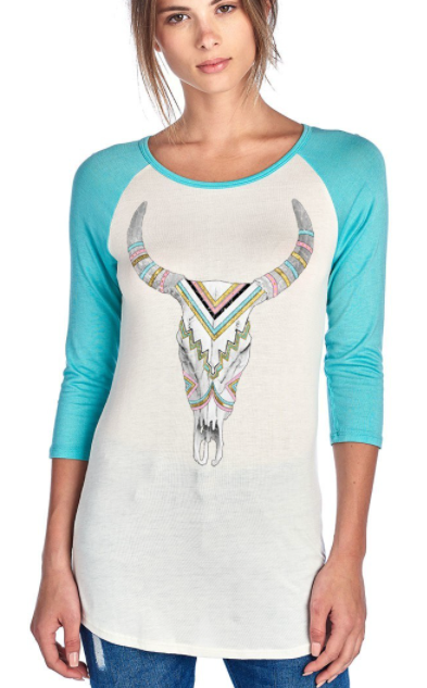 Longhorn Baseball Top in Mint