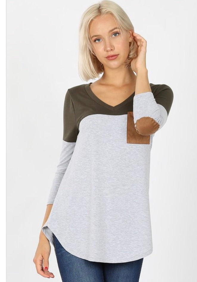 Leathered Up Baseball Top in Olive