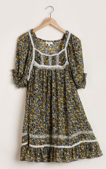 Down Home Dress in Black Floral