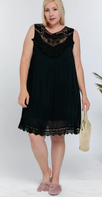 Antique Lace Black Dress - Plus Size
