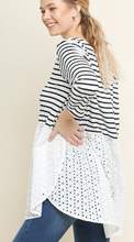 Stripes and Eyelet Babydoll Top