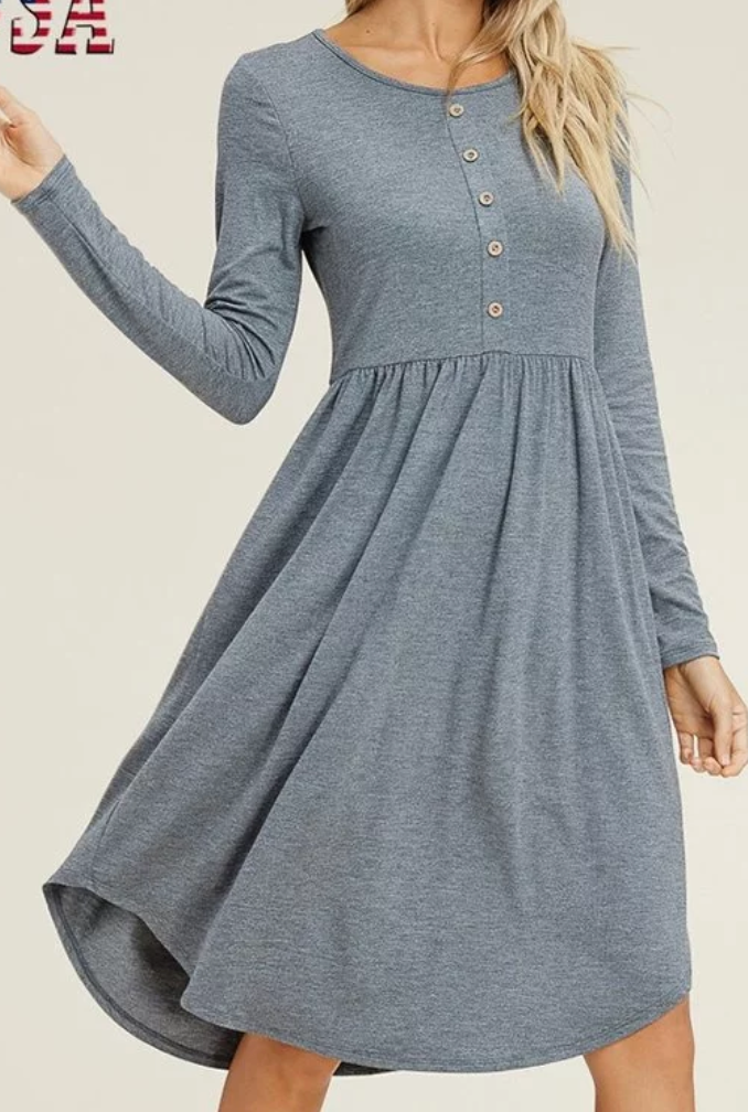 The Oh My Squash Grey Henley Dress