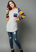 Mustard and Grey Pocket Top in Plus Size