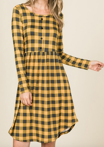 Checkered Lumberjack Mustard and Charcoal Dress