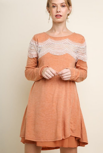Heather Rust Dress with Lace