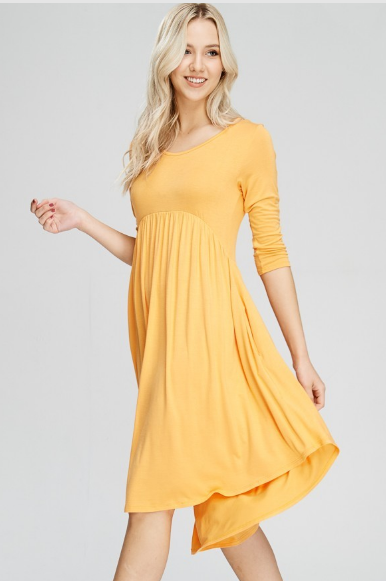 A Closet Staple - Orange 3/4 Sleeve Dress